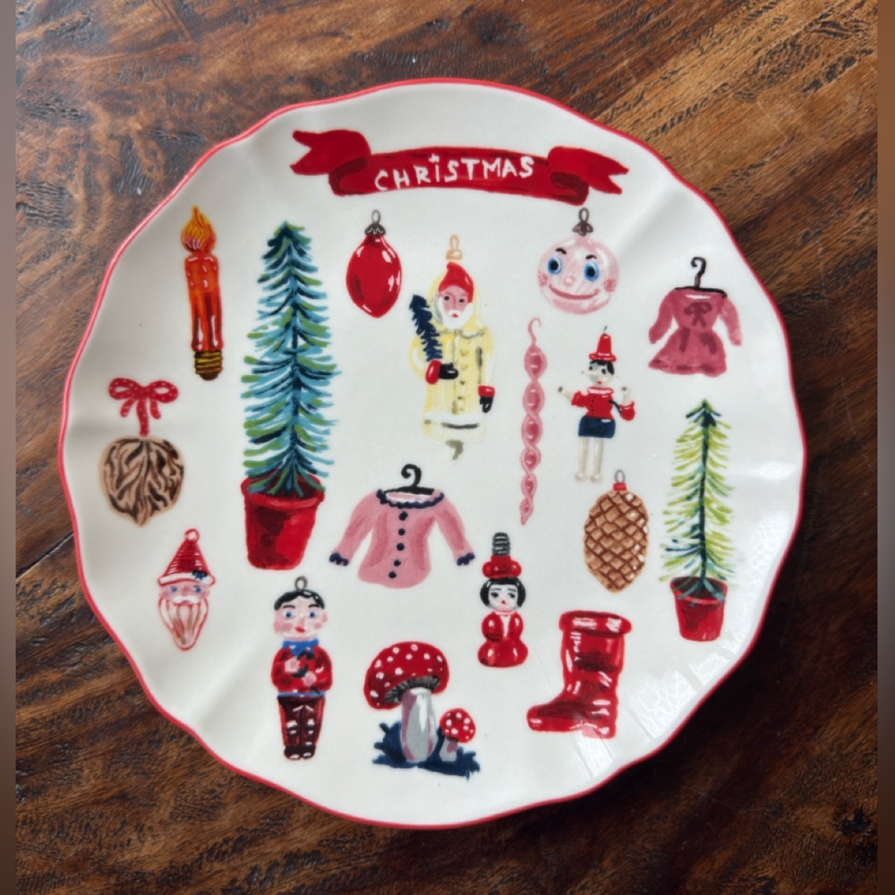 Anthropologie x Nathalie Léte Dinner Plate Christmas Joyeuses Fètes